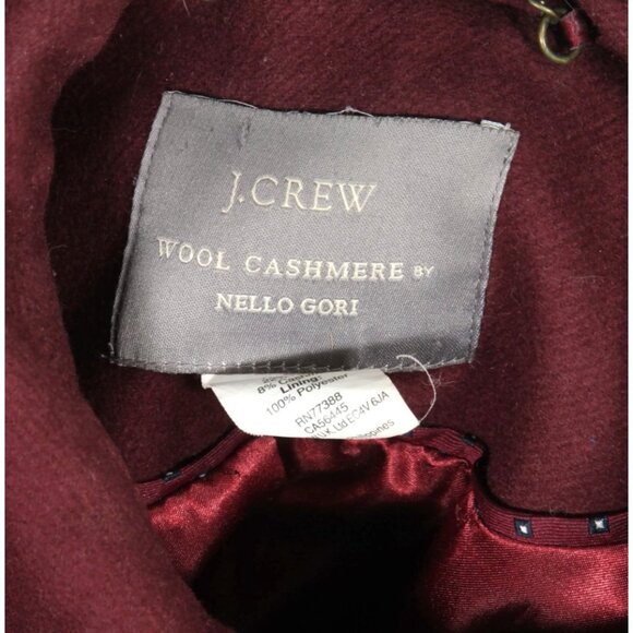 J Crew Coat Women Icon Trench Coat Wool Cashmere Burgundy Double Breast sz 4 381 - Picture 7 of 7